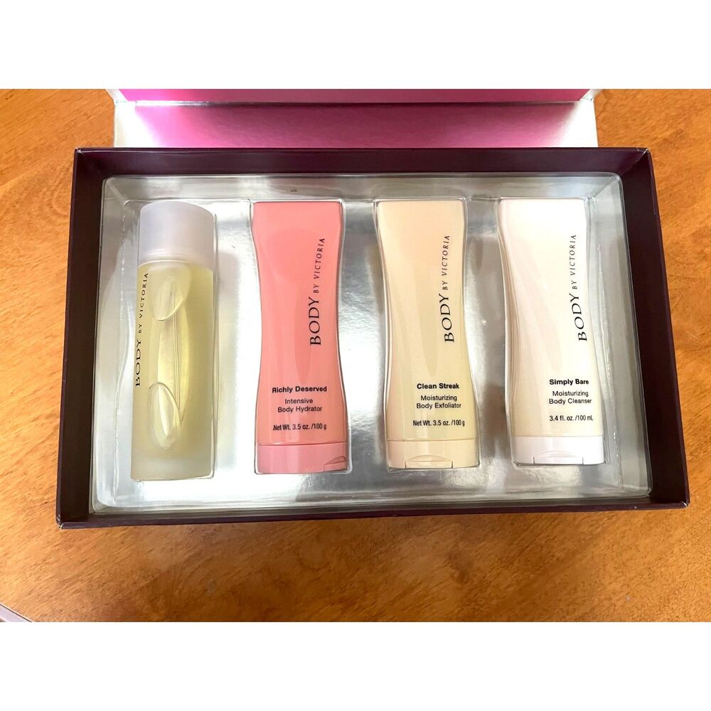 RARE 4PC Victoria's Secret "BODY BY VICTORIA" Body Mist & Lotion & Wash GIFT SET
